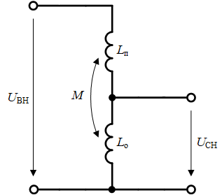 Схема замещения идеального двухобмоточного автотрансформатора